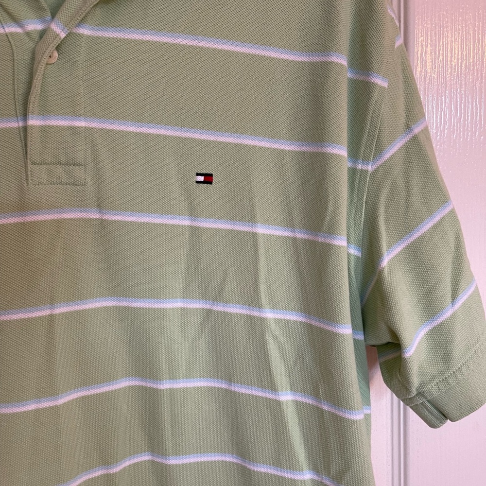 Tommy Hilfiger Men’s Lime Green Striped Classic Pique Polo Shirt XL - Picture 5 of 10